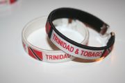 2 TRINIDAD & TOBAGO COUNTRY FLAG FLEXIBLE METAL NYLON BRACELETS ... (IN WHITE OR BLACK COLOR ) .. NEW