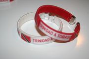 2 TRINIDAD & TOBAGO COUNTRY FLAG FLEXIBLE METAL NYLON BRACELETS ..  (IN WHITE OR RED COLOR) .. NEW