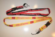 2 TRINIDAD & TOBAGO COUNTRY FLAG LANYARDS KEYCHAINS PASSHOLDERS NECKSTRAPS ... 1 YELLOW &  1 STRIPED ... FIFA WORLD CUP SOCCER FOOTBALL ...NEW