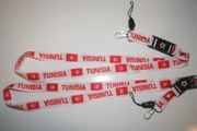 2 TUNISIA WHITE COUNTRY FLAG LANYARDS KEYCHAINS PASSHOLDERS ... NEW