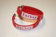 2 TURKEY COUNTRY FLAG RED FLEXIBLE METAL NYLON BRACELETS ... FIFA WORLD CUP SOCCER FOOTBALL ... NEW