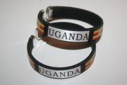 2 UGANDA BLACK COUNTRY FLAG FLEXIBLE C BRACELETS WRISTBANDS ... NEW