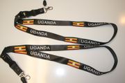 2 UGANDA BLACK HIGH GLOSS COUNTRY FLAG LANYARDS KEYCHAINS PASSHOLDERS ... NEW