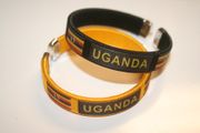 2 UGANDA COUNTRY FLAG FLEXIBLE METAL NYLON BRACELETS ... 2 BLACK OR 2 YELLOW OR ( 1 BLACK & 1 YELLOW ) ... NEW