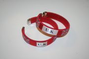 2 UK RED COUNTRY FLAG FLEXIBLE C BRACELETS WRISTBANDS .. UNITED KINGDOM .. NEW