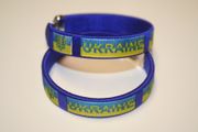 2 UKRAINE BLUE COUNTRY FLAG FLEXIBLE METAL NYLON BRACELETS WRIST BANDS ... NEW