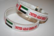 2 UNITED ARAB EMIRATES WHITE COUNTRY FLAG FLEXIBLE BRACELETS WRISTBANDS .. NEW