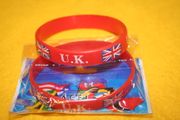 2 UNITED KINGDOM RED SILICONE BRACELETS UK U.K. ...NEW
