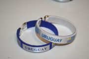 2 URUGUAY COUNTRY FLAG FLEXIBLE BRACELETS  WRISTBANDS... ( CHOOSE WHICH COLOR YOU WANT) .. NEW