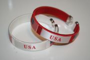 2 USA COUNTRY  FLAG FLEXIBLE  BRACELETS WRISTBANDS ...CHOOSE YOUR COLOR ...NEW