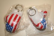 2 USA FLAG STARS AND STRIPES BOXING GLOVE KEYCHAIN