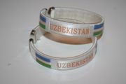2 UZBEKISTAN WHITE COUNTRY FLAG FLEXIBLE BRACELETS WRISTBANDS .. NEW