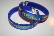 2 VENEZUELA BLUE COUNTRY FLAG FLEXIBLE METAL NYLON BRACELETS ... NEW