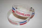 2 YUGOSLAVIA WHITE COUNTRY FLAG FLEXIBLE BRACELETS WRISTBANDS ... NEW