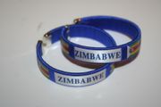 2 ZIMBABWE BLUE COUNTRY FLAG FLEXIBLE METAL NYLON BRACELETS ... NEW