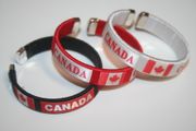 3 CANADA COUNTRY FLAG FLEXIBLE C BRACELETS WRISTBANDS .. NEW