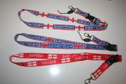 3 ENGLAND COUNTRY FLAG LANYARDS KEYCHAINS PASSHOLDERS VARIETY ..NEW