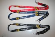 3 FERRARI CAR SQUARE LOGO LANYARDS KEYCHAINS PASSHOLDERS IN RED, BLUE AND BLACK COLORS .. NEW