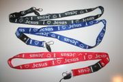 3 I LOVE JESUS LANYARDS KEYCHAINS PASSHOLDERS VARIETY .. NEW