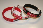 3 IRAQ COUNTRY FLAG FLEXIBLE METAL NYLON BRACELETS .. NEW