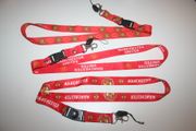 3 MANCHESTER UNITED FOOTBALL CLUB SOCCER RED LANYARDS KEYCHAINS PASSHOLDERS VARIETY .. NEW