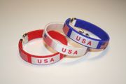 3 USA RED WHITE AND BLUE METAL COUNTRY FLAG BRACELETS ... NEW