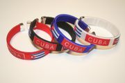 4 CUBA COUNTRY FLAG FLEXIBLE METAL NYLON BRACELETS ... NEW