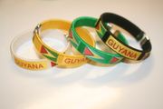 4 GUYANA COUNTRY FLAG FLEXIBLE METAL NYLON BRACELETS ... NEW