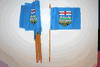 6 ALBERTA CANADIAN PROVINCIAL SMALL 4" X 6" SMALL STICK FLAG WITH 10" POLE .. NEW