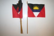 6 ANTIGUA & BARBUDA COUNTRY 4" X 6" SMALL STICK FLAG WITH 10" POLE ..NEW