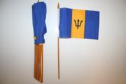 6 BARBADOS COUNTRY 4" X 6" SMALL STICK FLAGS WITH 10" POLE .. NEW