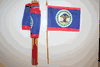6 BELIZE COUNTRY 4" X 6" SMALL STICK FLAGS WITH 10" POLE .. NEW