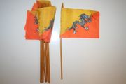 6 BHUTAN COUNTRY 4" X 6" SMALL STICK FLAGS WITH 10" POLE .. NEW