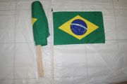 6 BRAZIL COUNTRY FLAG 12" X 18" STICK FLAGS .. BRASIL