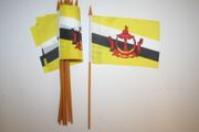6 BRUNEI COUNTRY 4" X 6" SMALL STICK FLAGS WITH 10" POLE .. NEW