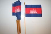6 CAMBODIA COUNTRY 4" X 6" SMALL STICK FLAGS WITH 10" POLE .. NEW