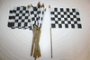 6 CHECKERED RACING FLAG 4" X 6" SMALL STICK FLAGS ON 10" PLASTIC STICK .. NASCAR, F1, INDY ... NEW 