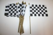 6 CHECKERED RACING FLAG 4" X 6" SMALL STICK FLAGS ON 10" PLASTIC STICK .. NASCAR, F1, INDY ... NEW 