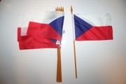 6 CZECH REPUBLIC COUNTRY 4" X 6" SMALL STICK FLAGS WITH 10" POLE .. NEW