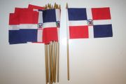 6 DOMINICAN REPUBLIC COUNTRY 4" X 6" SMALL STICK FLAGS WITH 10" POLE .. NEW