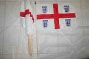 6 ENGLAND FIFA WORLD CUP ST GEORGES CROSS COUNTRY 12" X 18" LARGE STICK FLAGS .. NEW