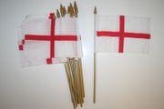 6 ENGLAND ST GEORGES CROSS NATIONAL COUNTRY FLAG 4" X 6" SMALL STICK FLAG ON 10" POLE .. NEW