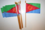 6 ERITREA NATIONAL COUNTRY FLAG 4" X 6" SMALL STICK FLAG ON 10" POLE .. NEW