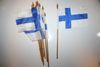 6 FINLAND NATIONAL COUNTRY FLAG 4" X 6" SMALL STICK FLAGS ON 10" POLE .. NEW