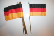 6 GERMANY NATIONAL COUNTRY FLAG 4" X 6" SMALL STICK FLAGS ON 10" POLE .. DEUTSCHLAND ... NEW