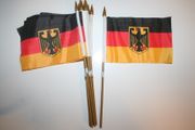 6 GERMANY WITH EAGLE COUNTRY FLAG 4" X 6" SMALL STICK FLAG WITH 10" POLE .. DEUTSCHLAND .. NEW