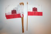 6 GIBRALTAR NATIONAL COUNTRY FLAG 4" X 6" SMALL STICK FLAGS ON 10" POLE .. NEW