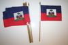 6 HAITI NATIONAL COUNTRY FLAG 4" X 6" SMALL STICK FLAGS ON 10" POLE ... NEW