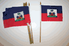 6 HAITI NATIONAL COUNTRY FLAG 4" X 6" SMALL STICK FLAGS ON 10" POLE ... NEW
