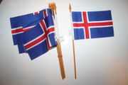 6 ICELAND NATIONAL COUNTRY FLAG 4" X 6" SMALL STICK FLAGS ON 10" POLE... NEW
